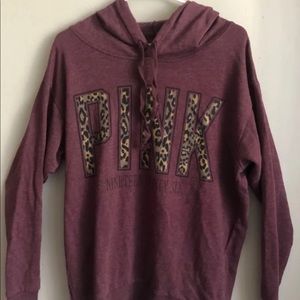 RARE! VS Pink Burgundy Cheetah boyfriend hoodie XS